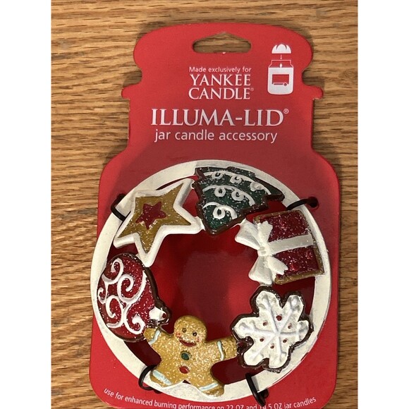YANKEE CANDLE Illuma Lid Topper CHRISTMAS Holiday Gingerbread Santa Snowman NEW - Picture 1 of 2